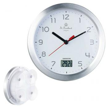 Badezimmer-Wanduhr mit Thermometer & Saugnäpfen